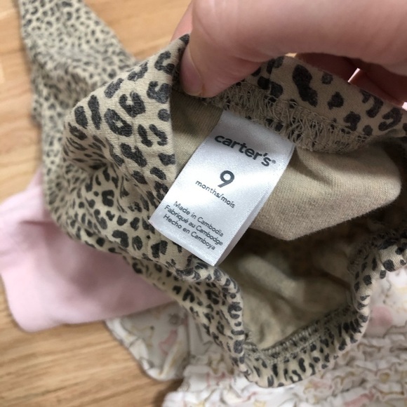 9 month Girl Pants Bundle Pink Sweatpants Cheetah Bear Carter’s Ruffle Butt - Picture 7 of 7